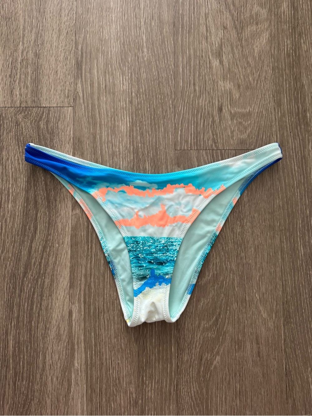 aerie Teal, Coral & Blue Ocean-Print Bikini Bottom